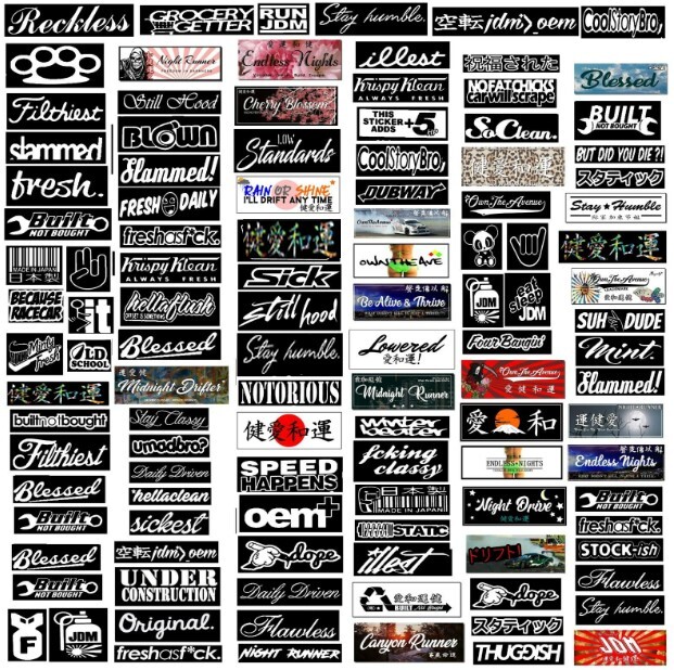 Paquete de 120 calcomanías adhesivas estilo patrocinador automotriz JDM V1 lote de deriva de carreras de autos-