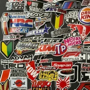 Lote de 100 calcomanías adhesivas JDM patrocinador automotriz paquete V1 carreras de autos Turbo Drift-