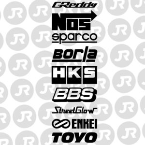 Paquete de 9 calcomanías de patrocinador automotriz de automóviles JDM Drift Racing logotipos deportivos negro brillante-