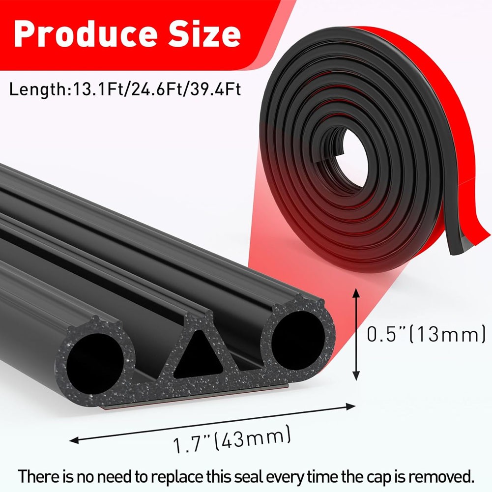 Sello adhesivo para puerta trasera de cubierta Tonneau para camioneta pickup, automotriz 13,1 pies negro- - Image 3