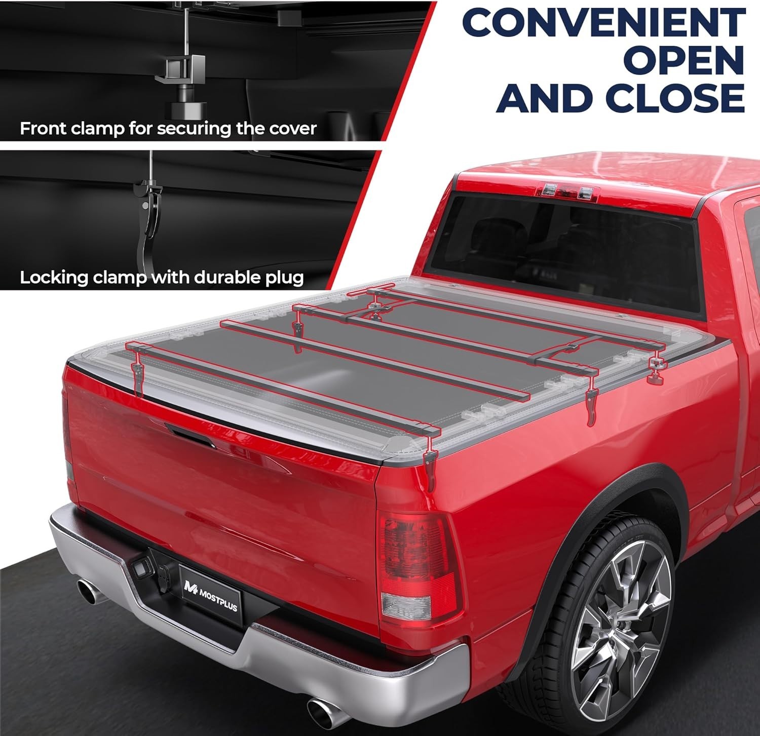 Soft Quad FOLD Truck Bed Tonneau Cover Compatible for 2002-2025 Dodge Ram 1500 I - Image 4