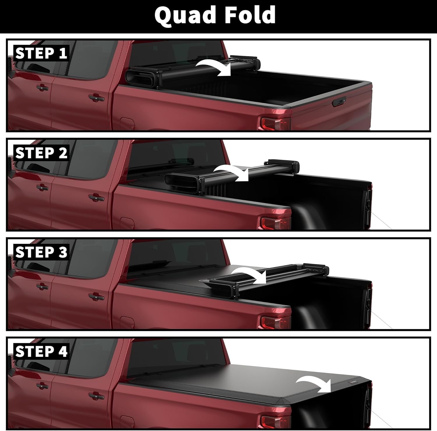 Soft Quad Truck Bed Tonneau Cover Compatible for 2002-2024 2025 Dodge Ram 1500 F - Image 3