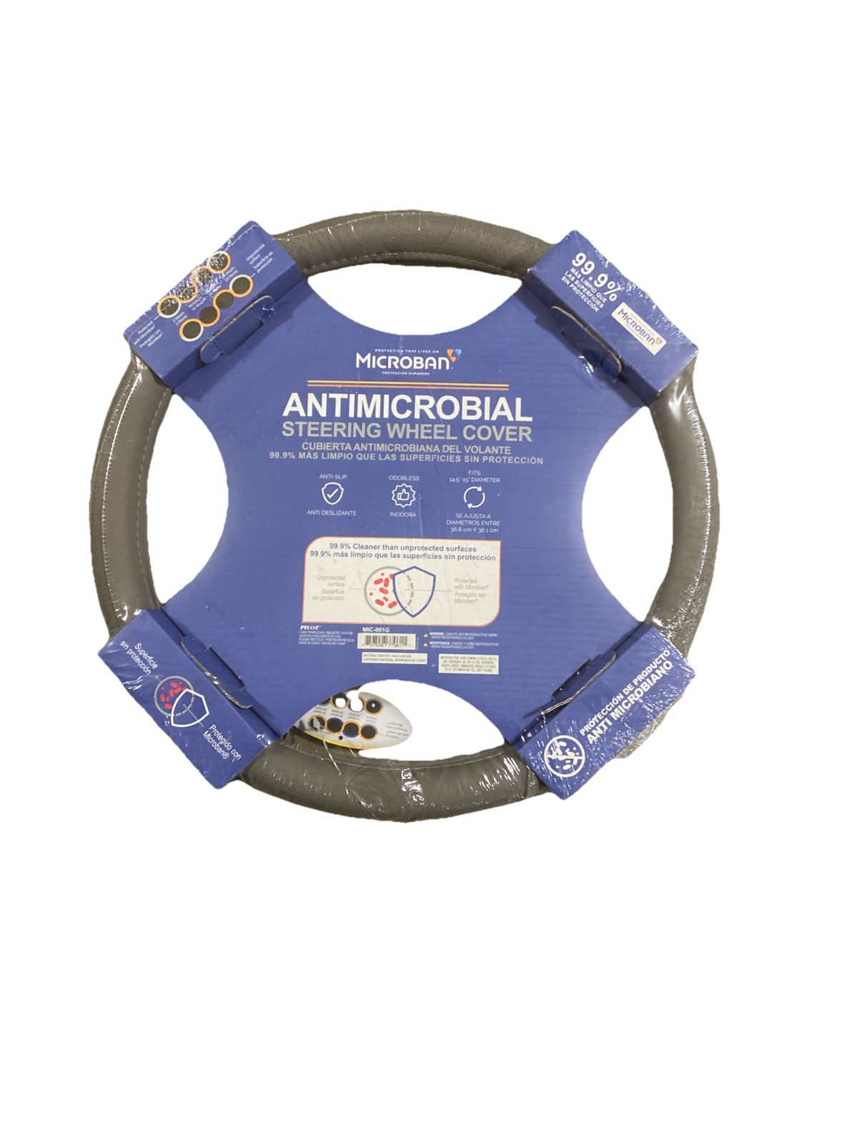 Cubierta antimicrobiana del volante del coche Pilot Automotive Silverstone - MIC-001- - Image 5