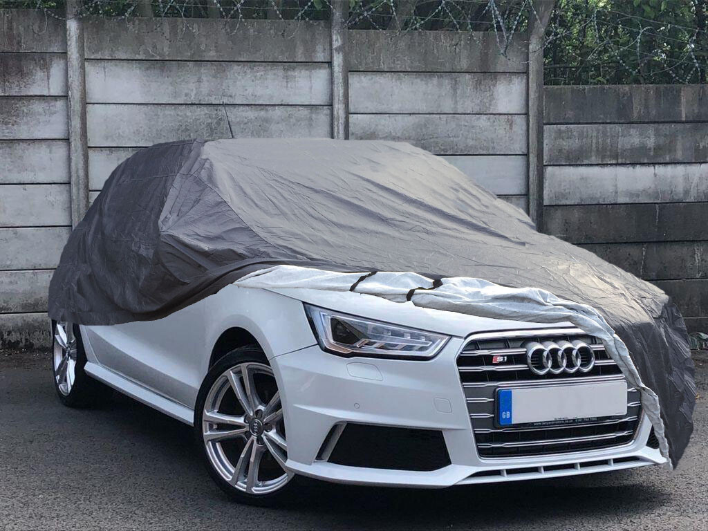 Cubierta de coche resistente para todo clima - impermeable forrada de algodón - pequeña-