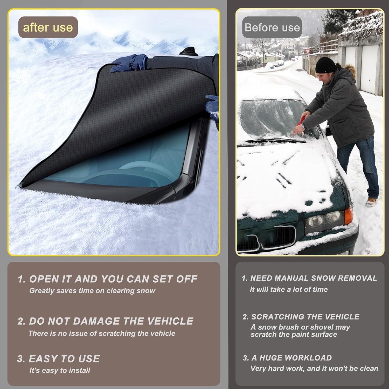 Cubierta de Parabrisas Nieve, Cubierta de Parabrisas de Coche para Hielo y Nieve, Automotriz Grande - - Image 2