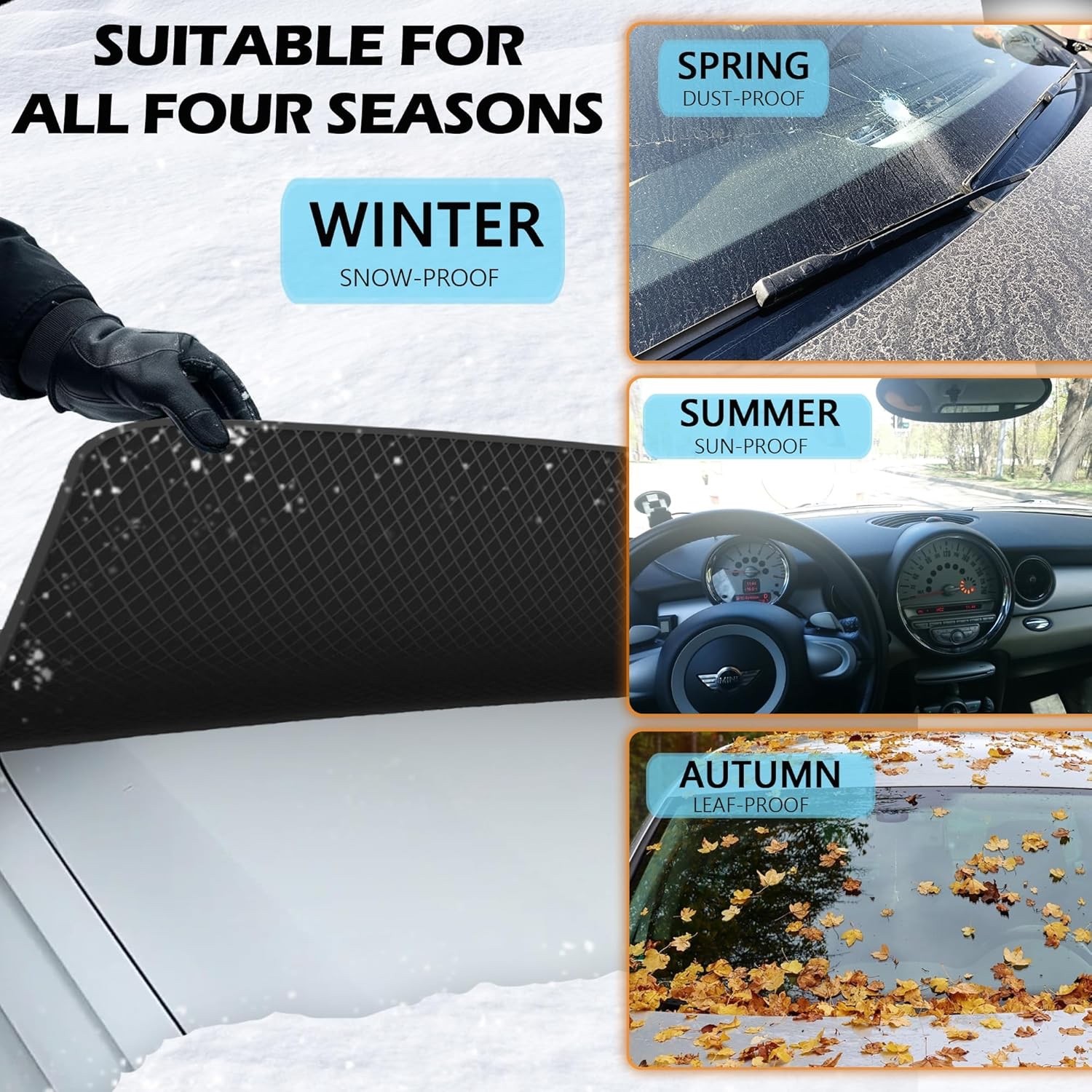 Cubierta de Parabrisas Nieve, Cubierta de Parabrisas de Coche para Hielo y Nieve, Automotriz Grande - - Image 3