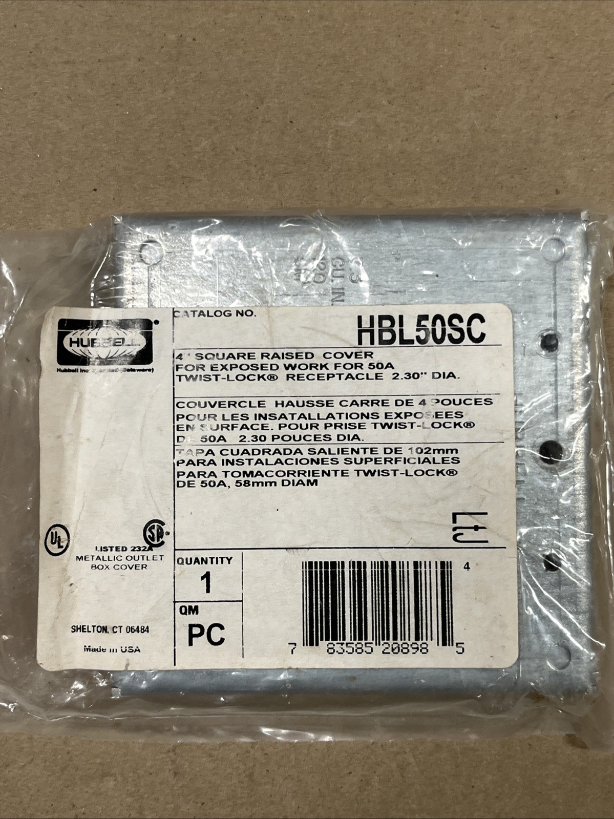 Hubbell HBL50SC 2.3" Diámetro 4x4" Cubierta Cuadrada para Receptáculo 50A Lote de 1- - Image 2