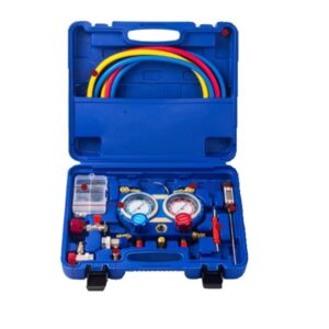 Dual-Gauge Refrigerant Charging Tool Kit for Automotive Air Conditioning Systems