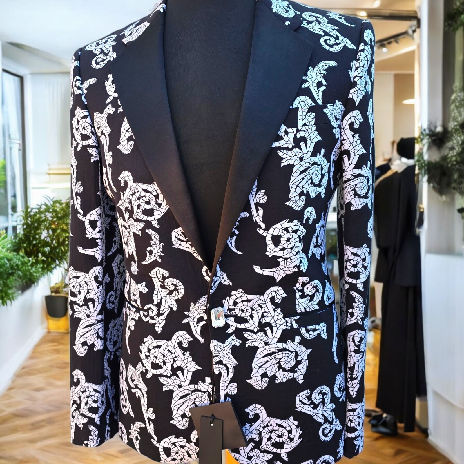 Nueva chaqueta de esmoquin Versace 46it 36r hecha a mano lona completa $3995 hecha a medida - - Image 3