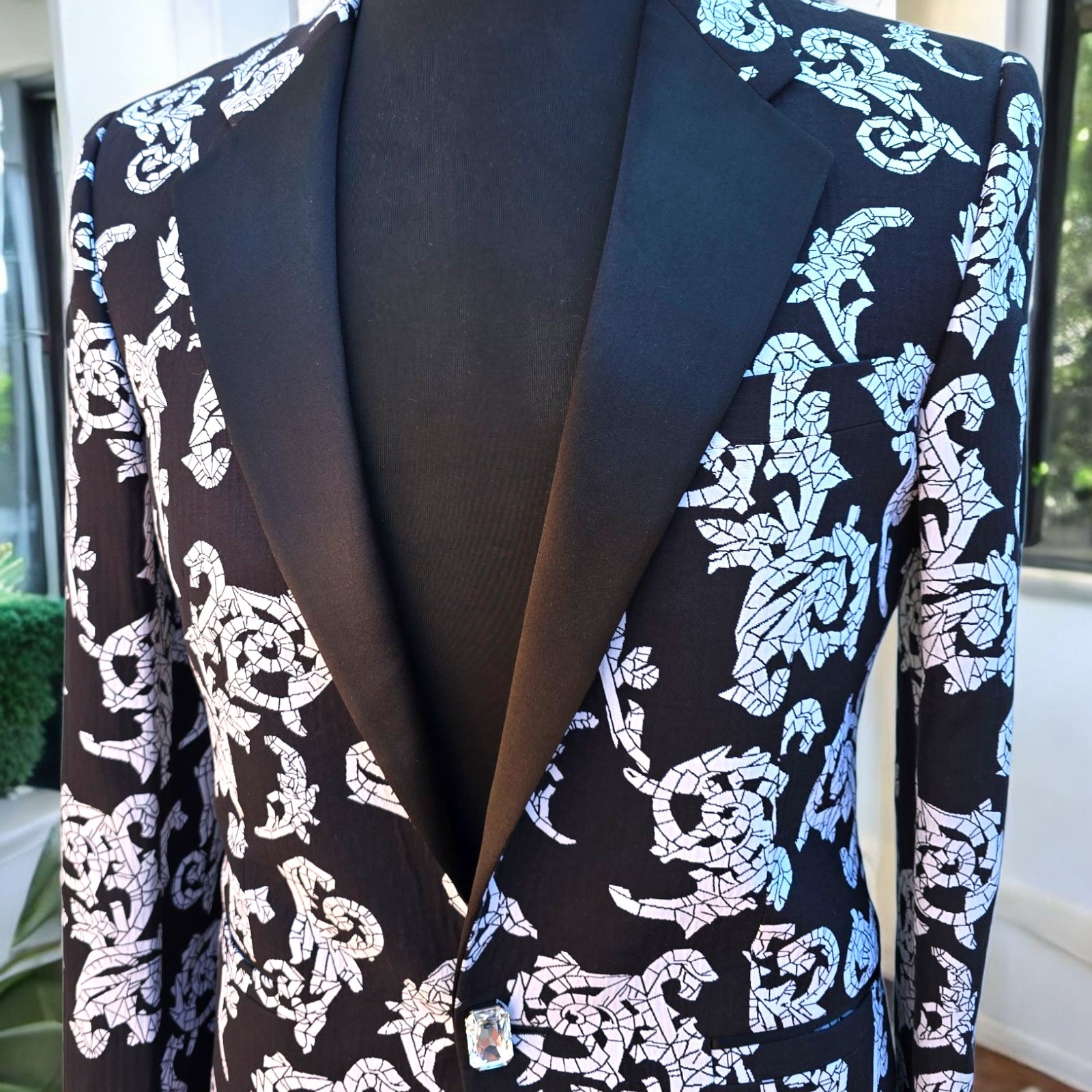 Nueva chaqueta de esmoquin Versace 46it 36r hecha a mano lona completa $3995 hecha a medida - - Image 5