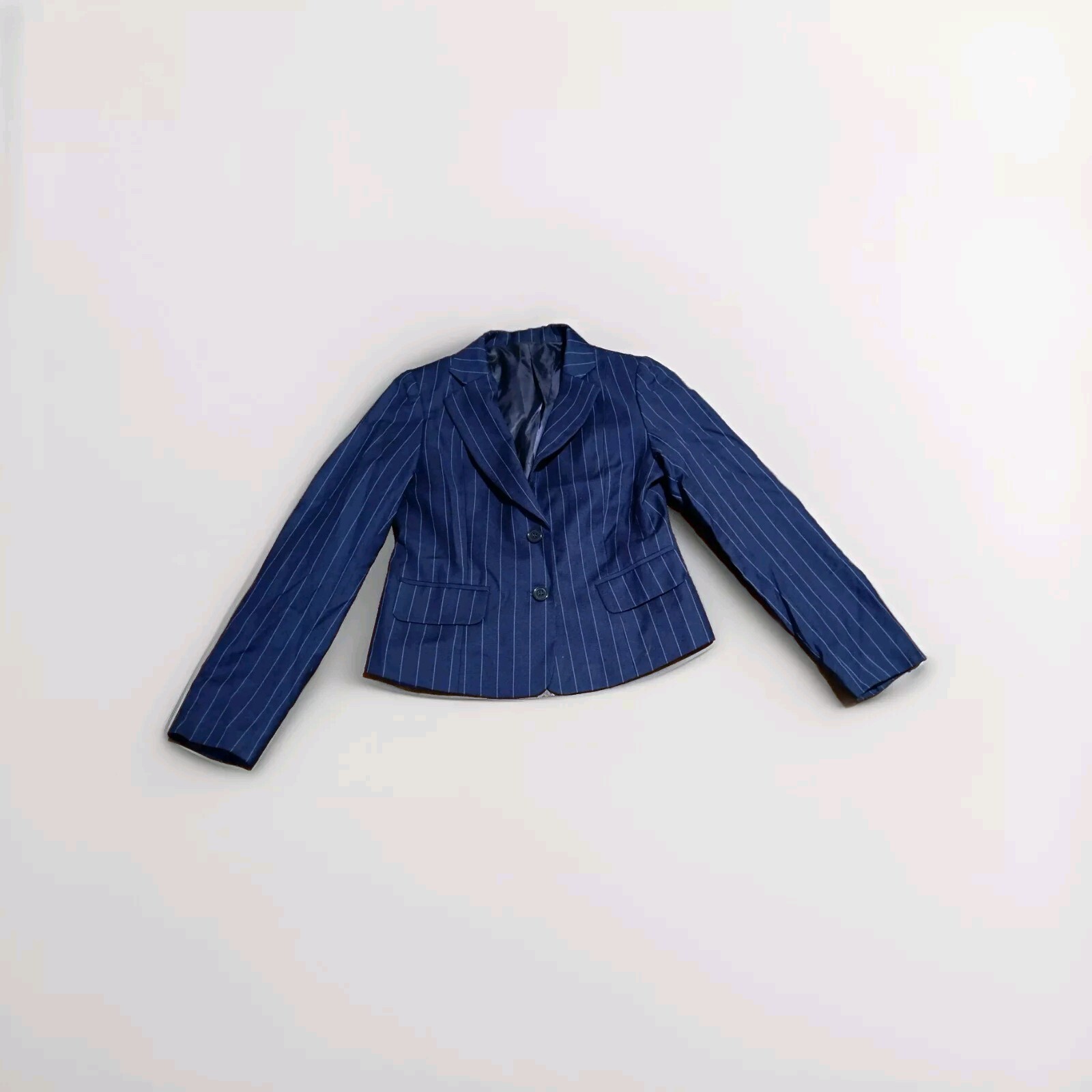 Traje a rayas azul marino hecho a medida para mujer- - Image 4