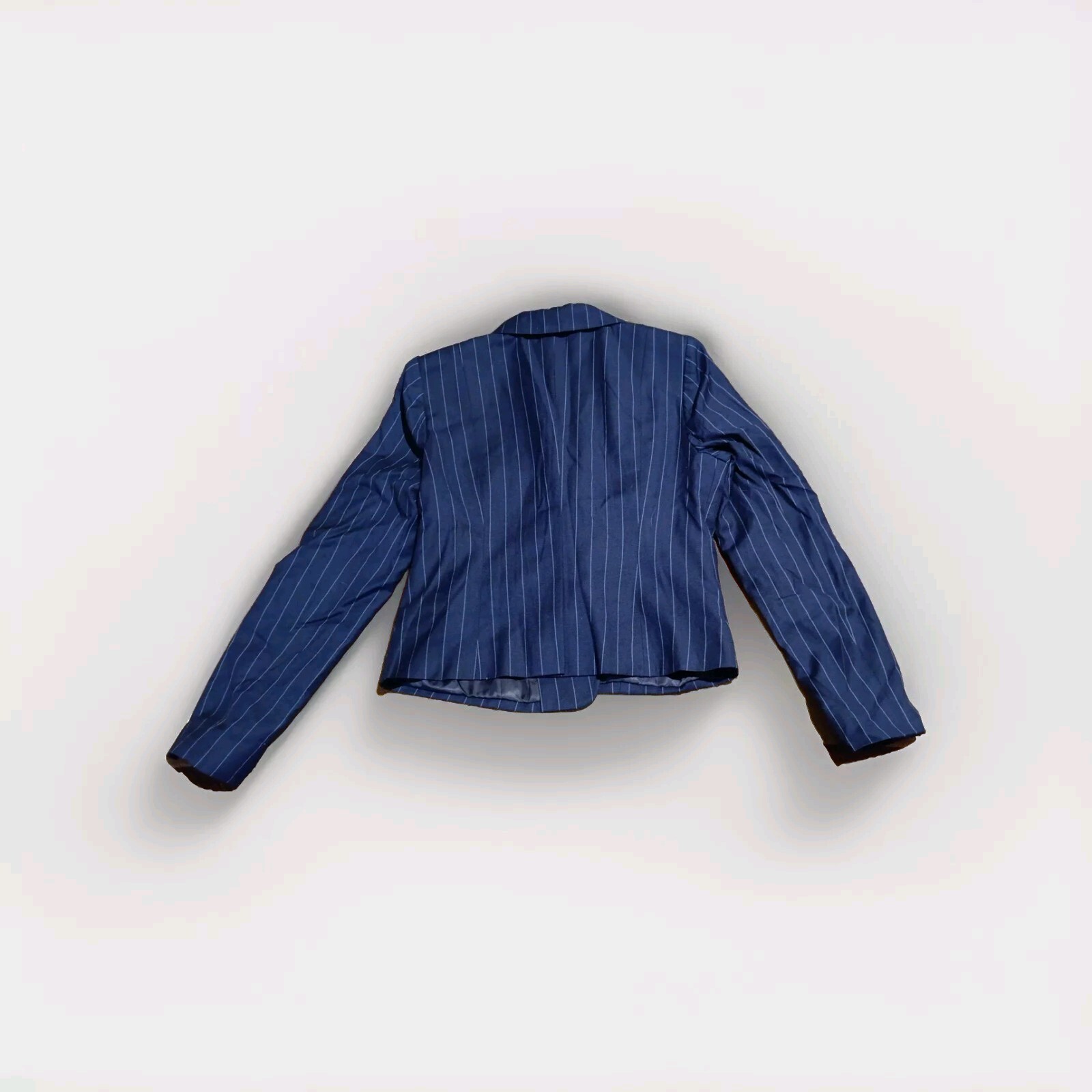 Traje a rayas azul marino hecho a medida para mujer- - Image 5