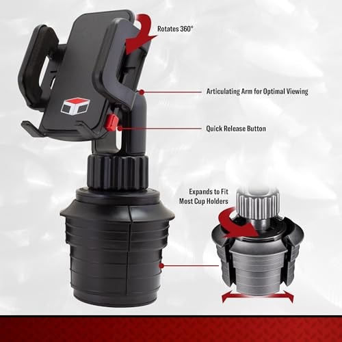 TUFF TECH Portavasos Universal Soporte para Teléfono de Montaje para Coche con Base Ajustable y - - Image 3