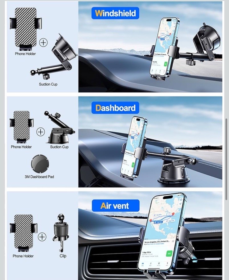 Soportes montados en tablero Qifutan soportes de teléfono para montaje de teléfono de su automóvil para viento de automóvil- - Image 3