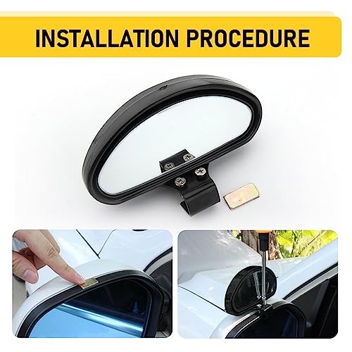 Espejos retrovisores de punto ciego automotrices de 2 piezas - universales, convexos, gran angular, auxiliares para automóvil - - Image 5