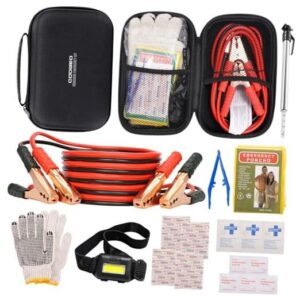Kit de emergencia para automóvil con cables de puente de batería, accesorios de automóvil para hombre o negro-