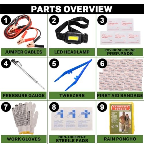Kit de emergencia para automóvil con cables de puente de batería, accesorios de automóvil para hombre o negro- - Image 2