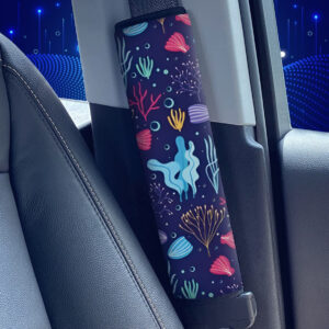Cubierta de hombro universal con estampado de pastos marinos para cinturón de seguridad automotriz con estampado de cala de hombro-