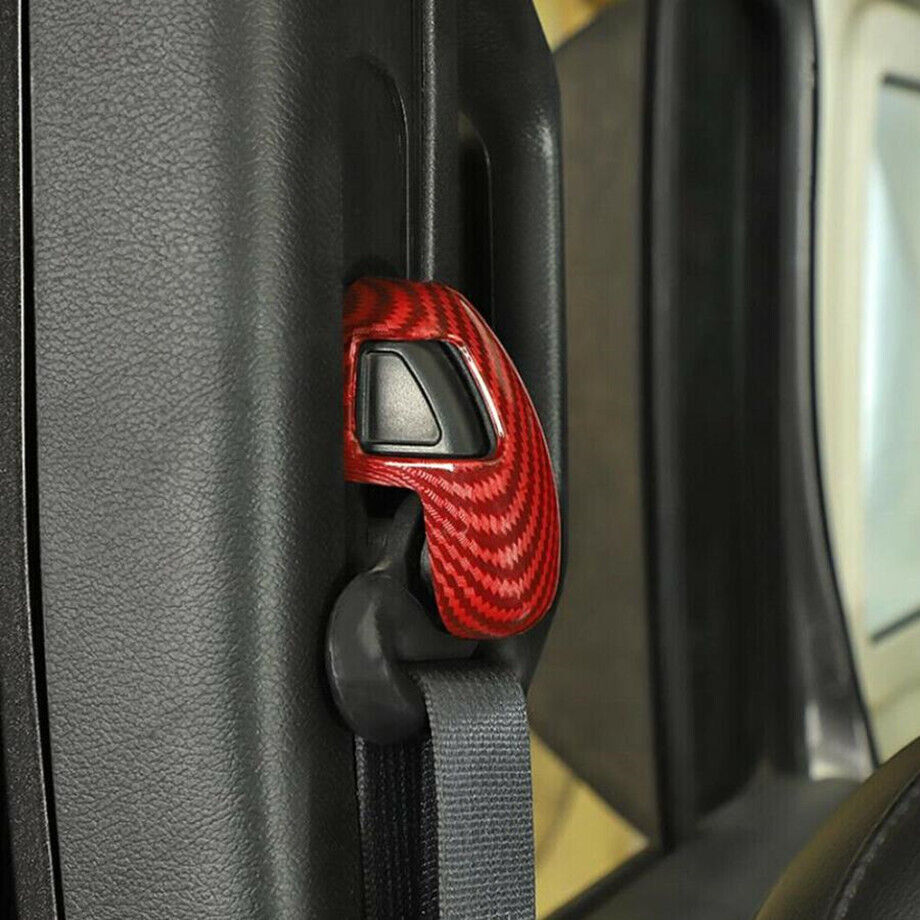 Para Jeep Wrangler JL 2018-2023 Rojo Carbono Cinturón de Seguridad Hebilla Decoración Cubierta Borde- - Image 4