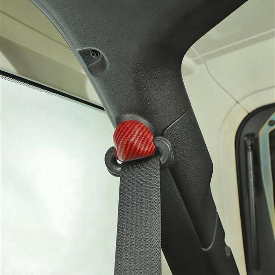 Cubierta de hebilla de cinturón de seguridad 4P para Jeep Wrangler JL 18-23 accesorios rojo carbono- - Image 3