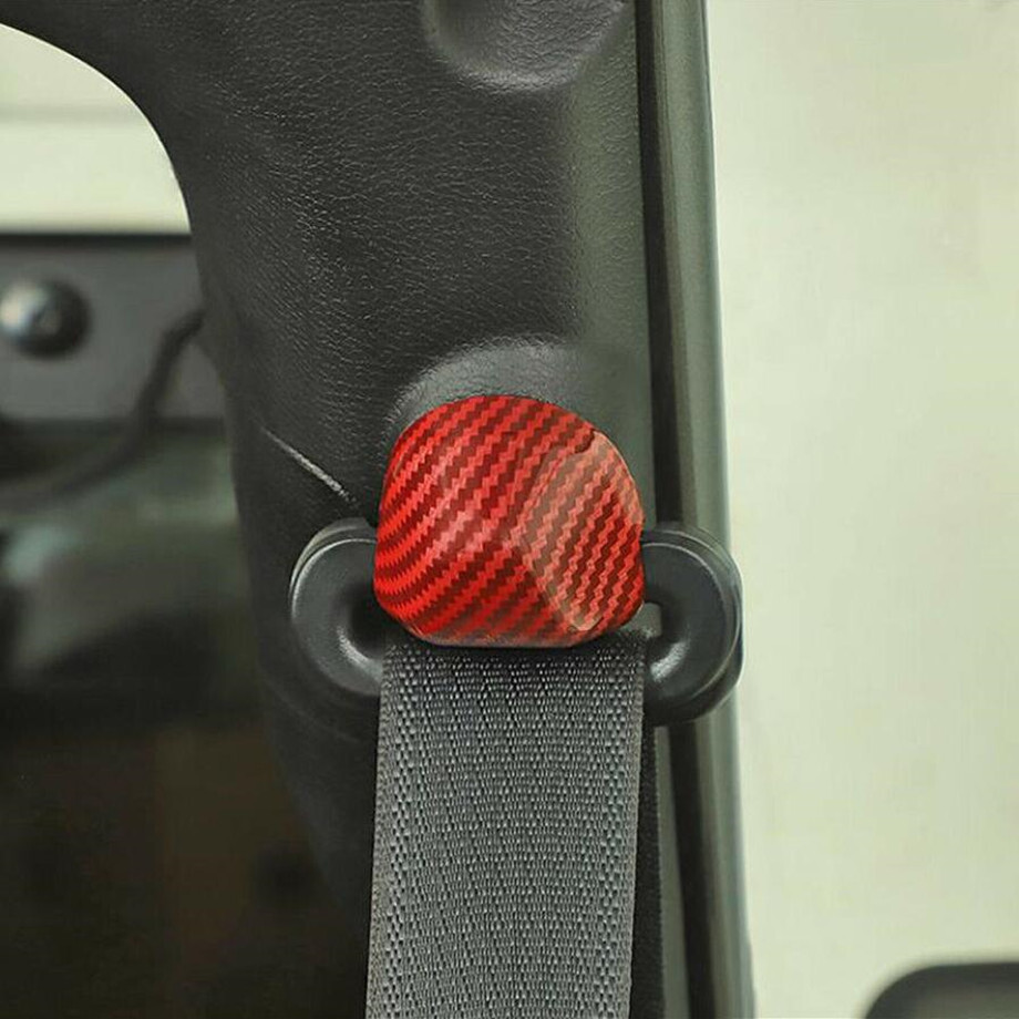 Cubierta de hebilla de cinturón de seguridad 4P para Jeep Wrangler JL 18-23 accesorios rojo carbono- - Image 5