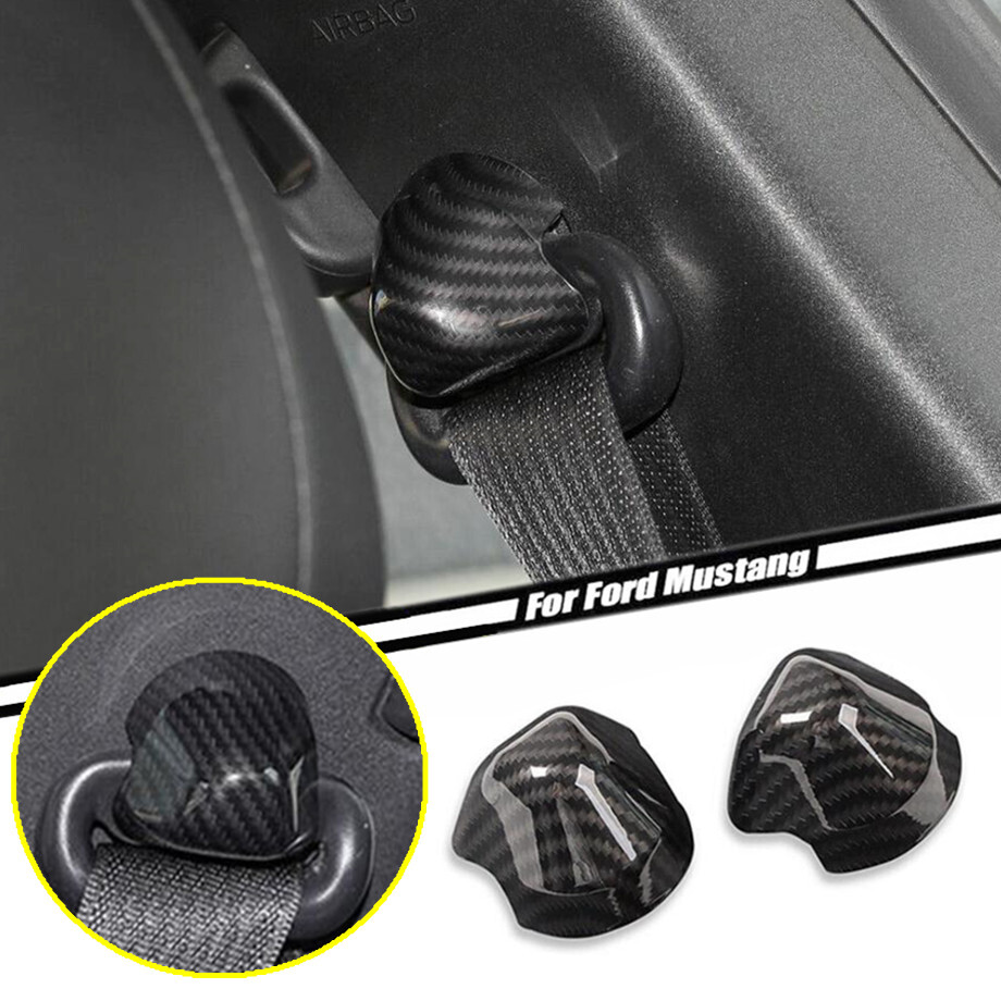 Para Ford Mustang 2015-2022 Fibra de Carbono Interior Cinturón de Seguridad Coche Decoración Cubierta Borde 2P-