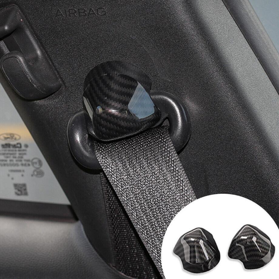Para Ford Mustang 2015-2022 Fibra de Carbono Interior Cinturón de Seguridad Coche Decoración Cubierta Borde 2P- - Image 3