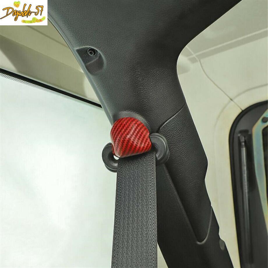 Para Jeep Wrangler JL 2018-23 Rojo Carbono Cinturón de Seguridad Hebilla Decoración Cubierta Borde- - Image 3