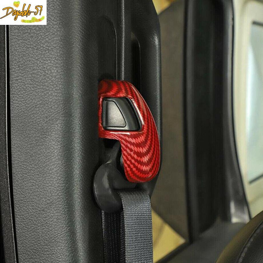 Para Jeep Wrangler JL 2018-23 Rojo Carbono Cinturón de Seguridad Hebilla Decoración Cubierta Borde- - Image 4