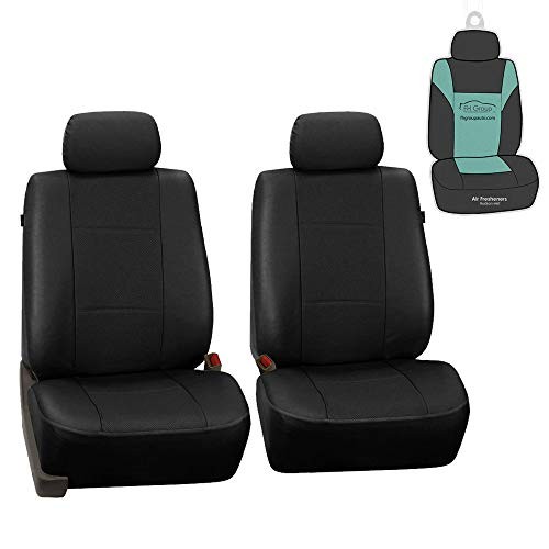 Juego de fundas de asiento de coche de lujo de cuero sintético para automóviles negras- - Image 2