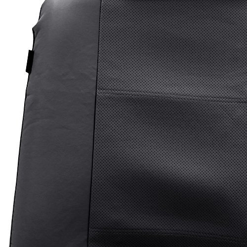 Juego de fundas de asiento de coche de lujo de cuero sintético para automóviles negras- - Image 5