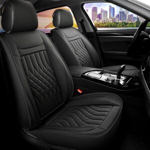 Fundas de asiento de coche KBOISE 2 PIEZAS asientos delanteros, cuero Napa impermeable automotriz-