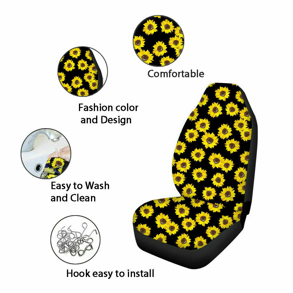 Juego completo de fundas de asiento de coche florales universales ajuste delantero y trasero interior automotriz- - Image 3
