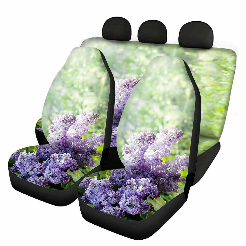 Juego completo de fundas de asiento de coche florales universales ajuste delantero y trasero interior automotriz- - Image 4