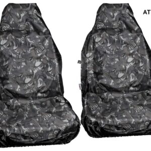Cubiertas de asiento de auto furgoneta ATOCARE gris camuflaje resistente 100 % impermeables fáciles de limpiar 1+1-