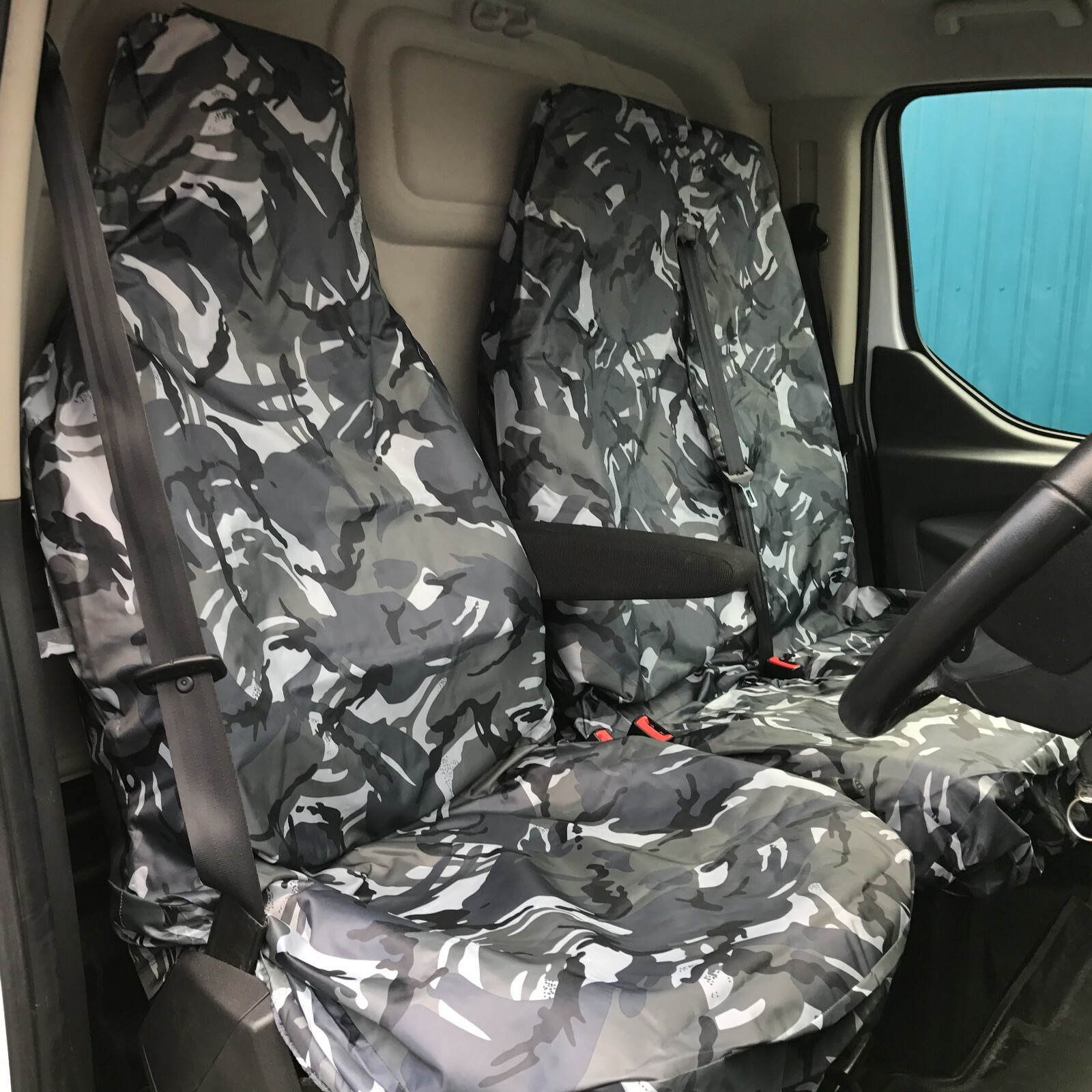 Funda de asiento de furgoneta Shield Autocare © resistente al agua gris camuflaje 2+1-