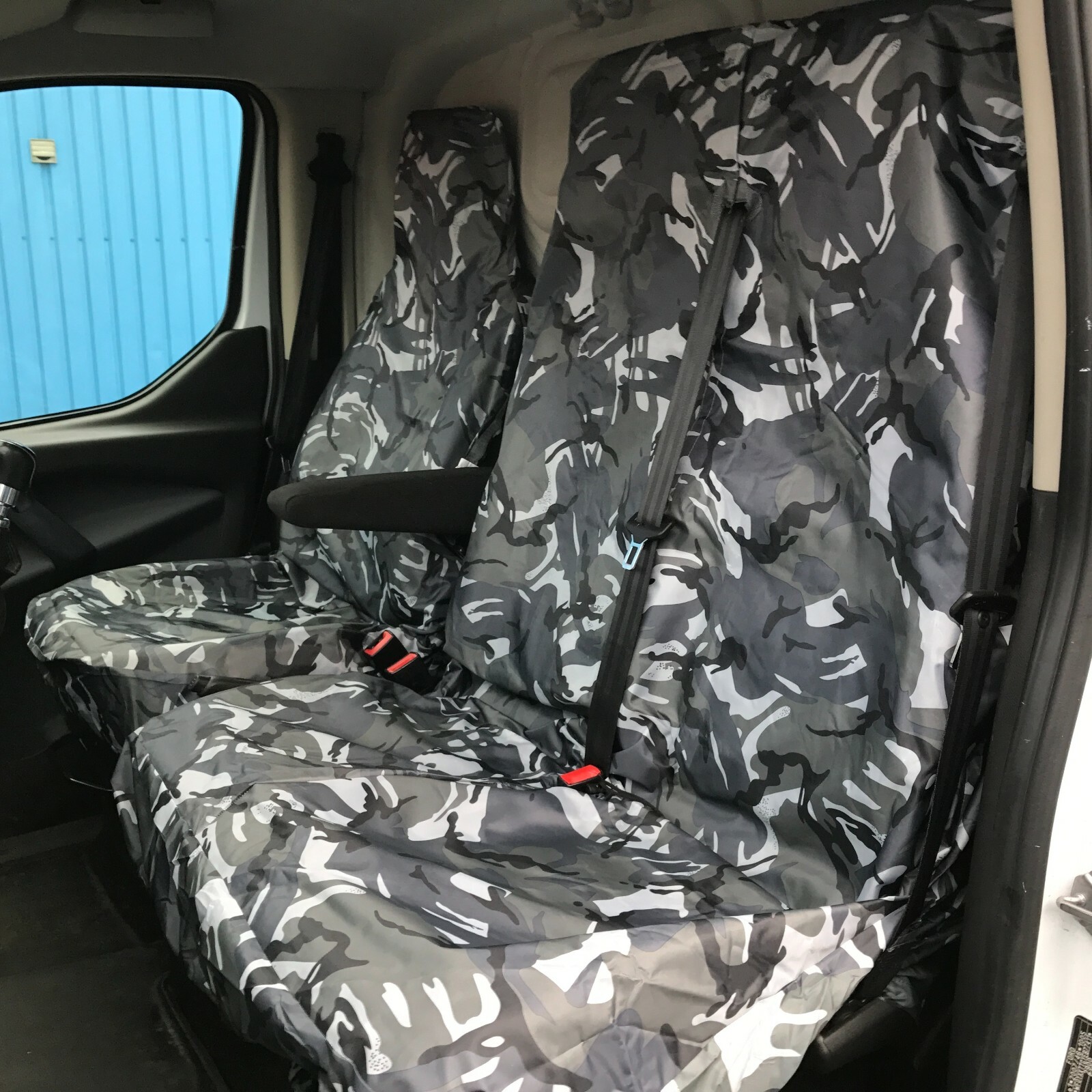 Funda de asiento de furgoneta Shield Autocare © resistente al agua gris camuflaje 2+1- - Image 2