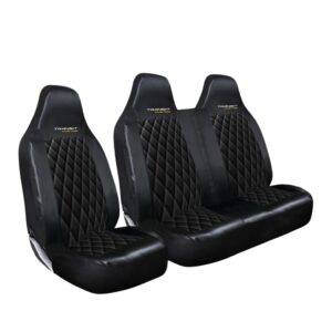 FUNDAS DE ASIENTO DELANTERAS DE CUERO DIAMANTE ACOLCHADO DE ALTA RESISTENCIA PERSONALIZADAS PARA FORD TRANSIT 2+1-