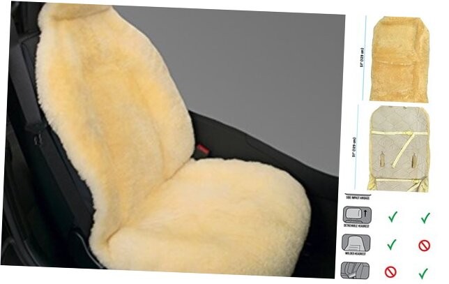 Funda de asiento sin laterales de piel de oveja australiana genuina - champán champán-