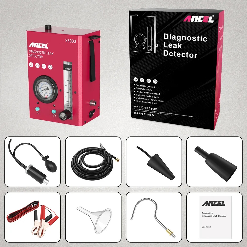 S3000 Smoke Leak Detector Air Pump Vacuum Tester Fuel Pipe Leakage Locator