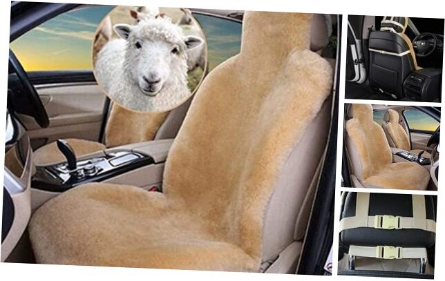 Fundas de asiento de piel de oveja genuinas reales para autos SUV camionetas furgoneta RV asientos delanteros dorados-