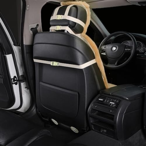 Fundas de asiento de piel de oveja genuinas reales para autos SUV camionetas furgoneta RV asientos delanteros dorados- - Image 3