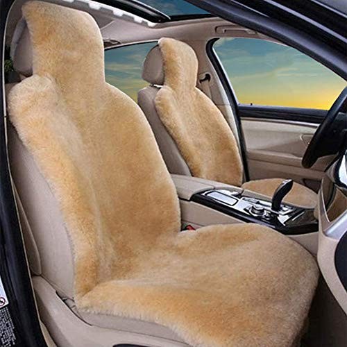 Fundas de asiento de piel de oveja genuinas reales para autos SUV camionetas furgoneta RV asientos delanteros dorados- - Image 4