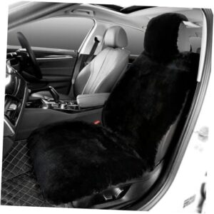Cubierta de asiento de coche de piel de oveja mullida interior automotriz ajuste universal negro-