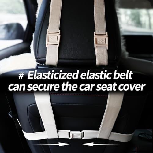 Cubierta de asiento de coche de piel de oveja mullida interior automotriz ajuste universal negro- - Image 3