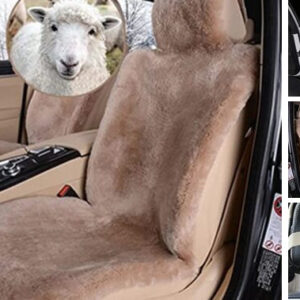 Fundas de asiento de piel de oveja genuinas reales para autos SUV camionetas furgoneta RV asientos delanteros camel-