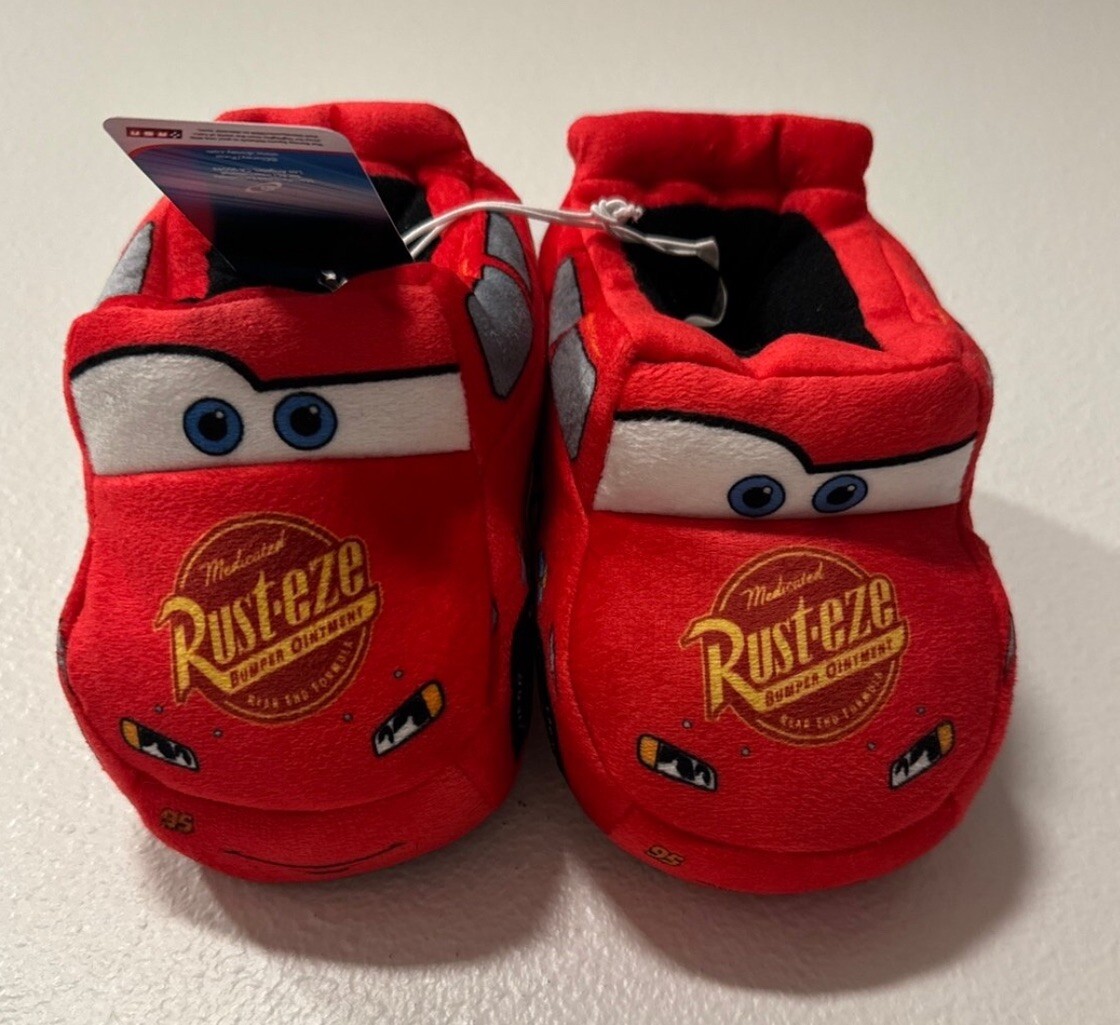 Disney Pixar Cars Niños Rayo McQueen Peluche Casa Zapatos Sin Cordones talla 7/8-