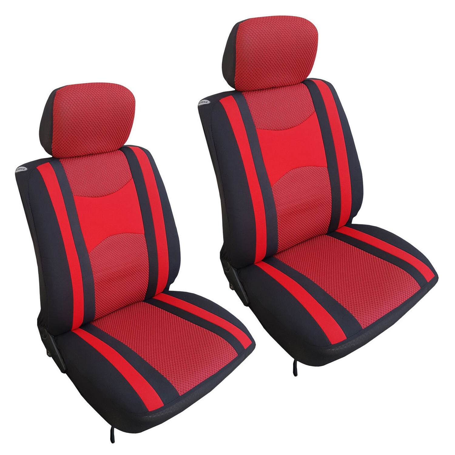 Fundas de asiento de malla para automóvil de ajuste universal negras y rojas con cubiertas de reposacabezas-
