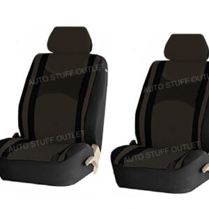 Fundas de asiento negras de malla para automóvil de ajuste universal 4 piezas con cubiertas de reposacabezas-