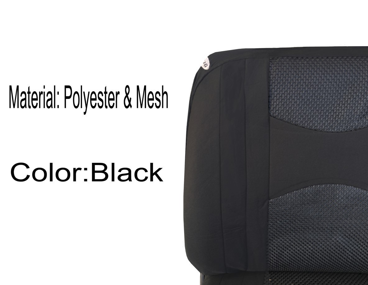 Fundas de asiento negras de malla para automóvil de ajuste universal 4 piezas con cubiertas de reposacabezas- - Image 3